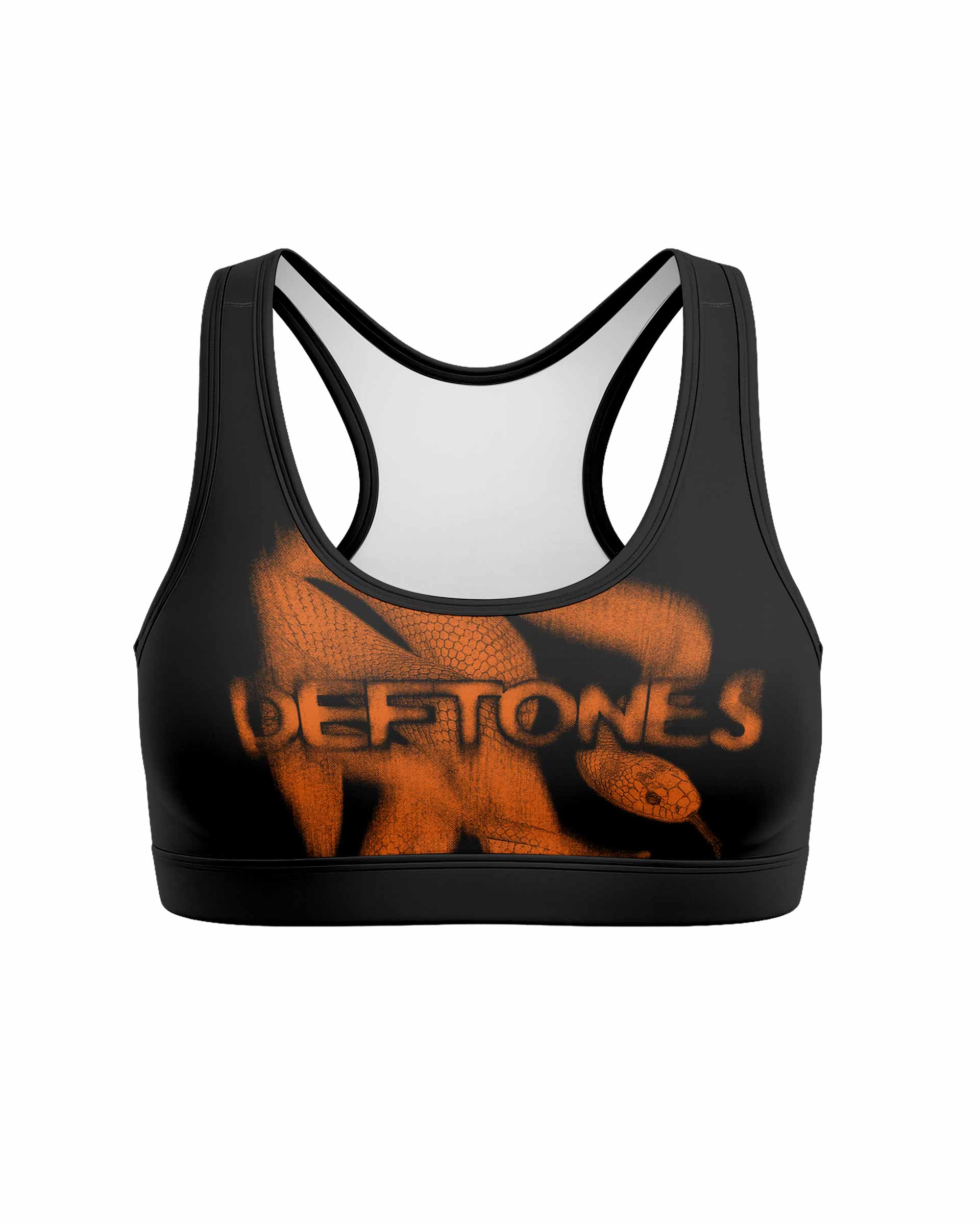 Deftones Etombed Women's Padded Sports Bra - front view mockup