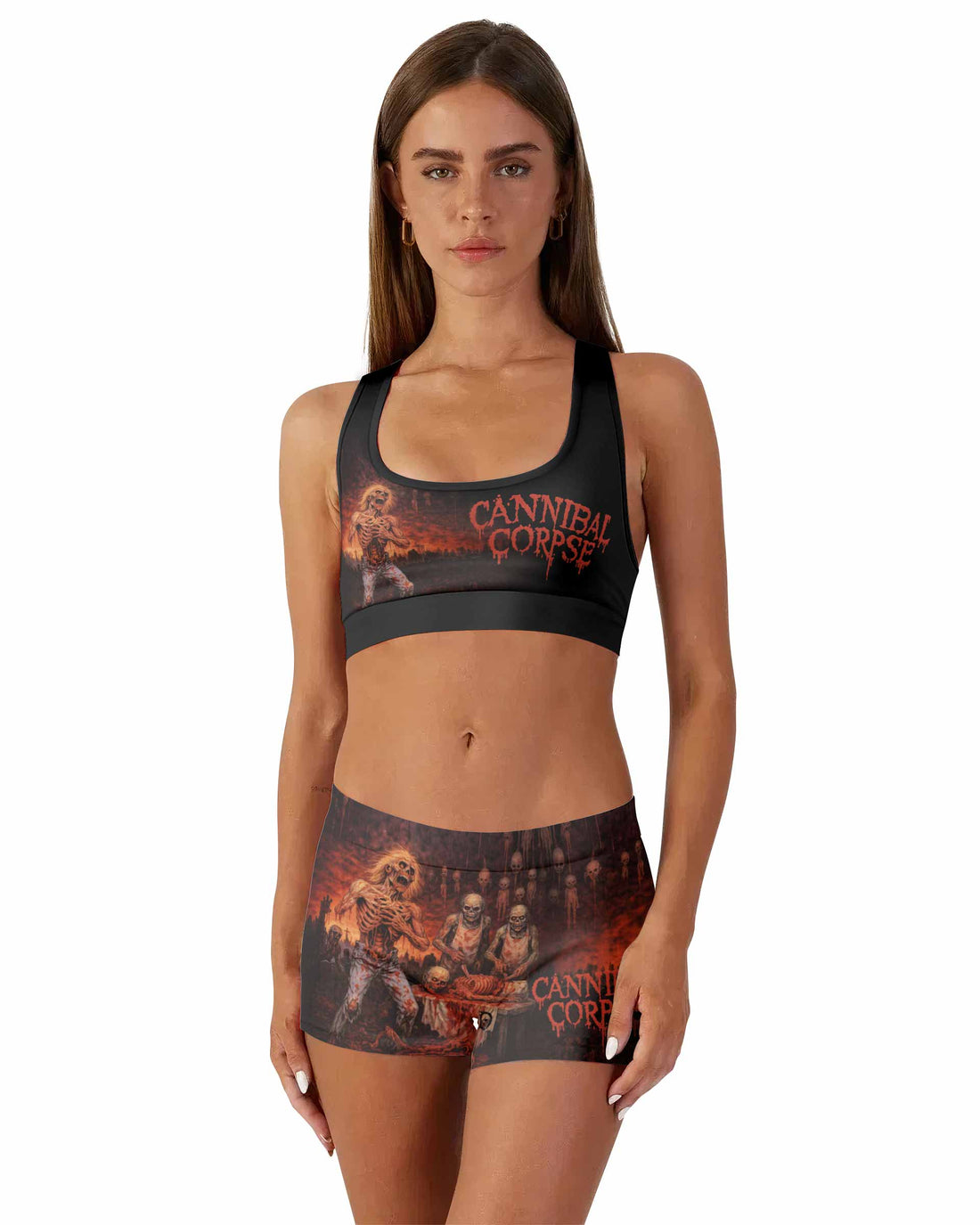 Cannibal Corpse Eaten Back to Life Women's Workout Set - front lifestyle view