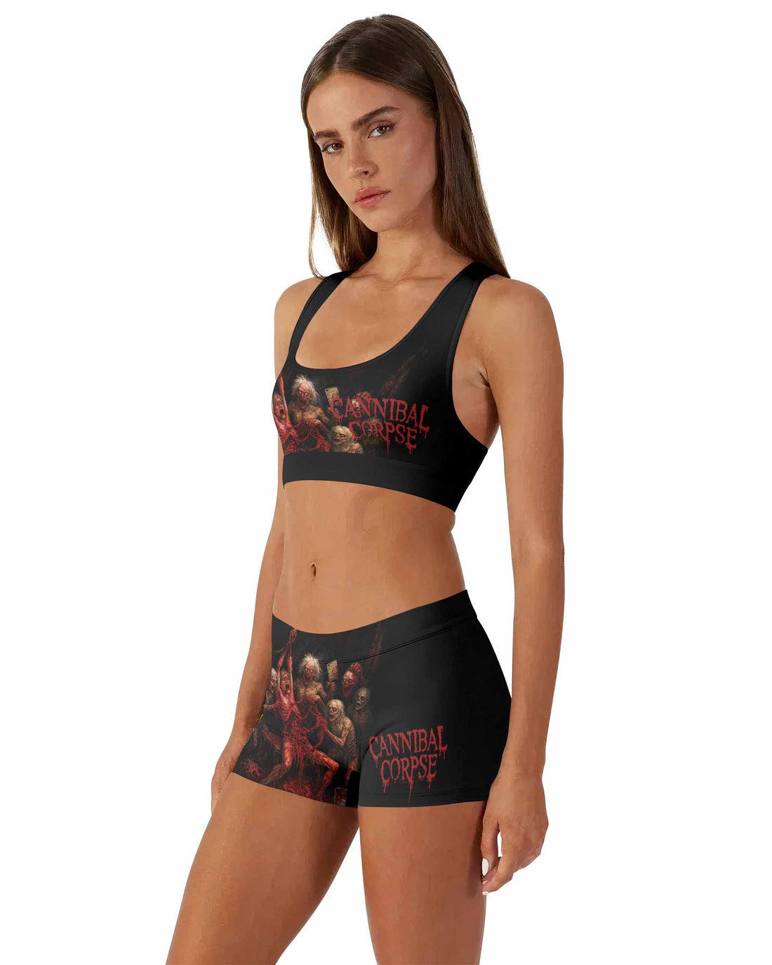 Butchered at Birth Cannibal Corpse Women's Workout Set - front lifestyle view