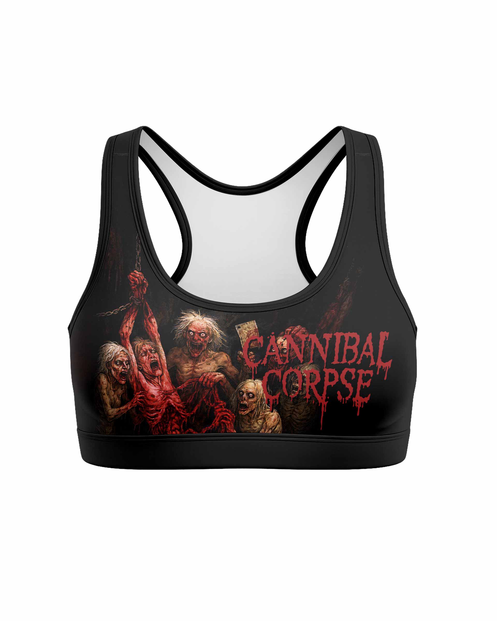 Butchered at Birth Cannibal Corpse Women's Padded Sports Bra - front view mockup