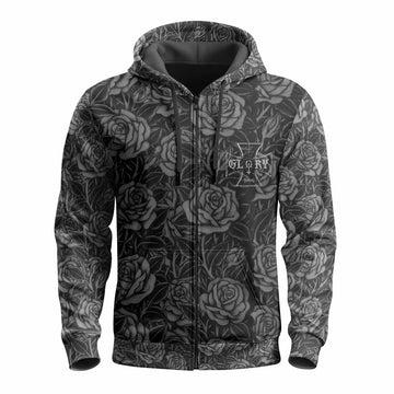 Black Rose Madonna Zip Up Hoodie - front view mockup