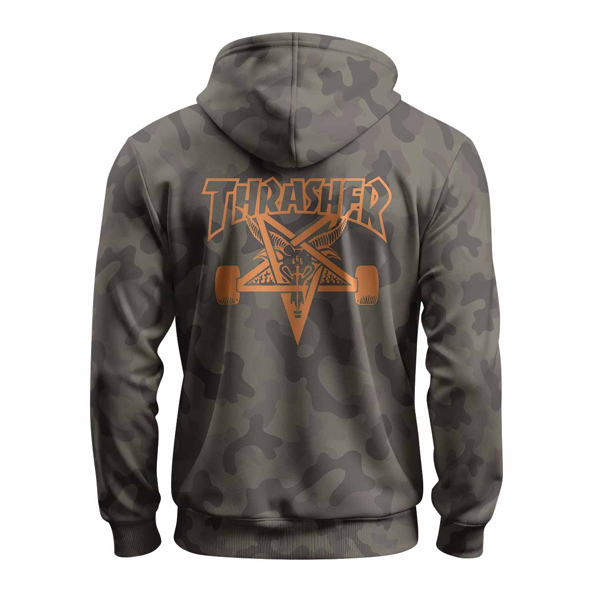 Thrasher Camo Zip Up Hoodie - back view mockup