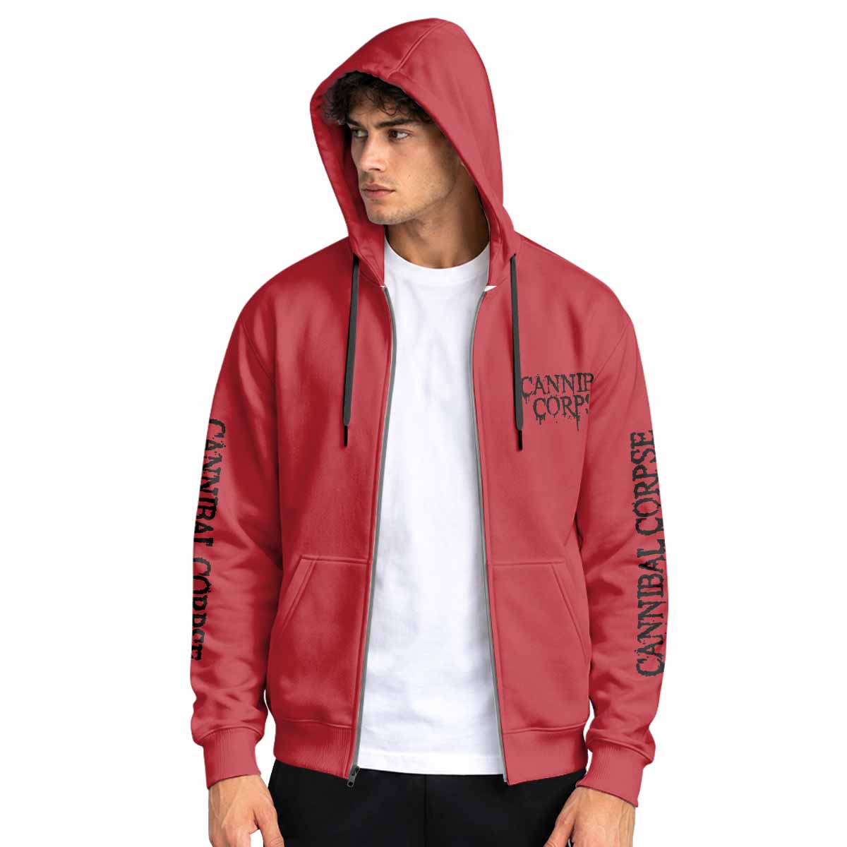 Cannibal Corpse Zip Up Hoodie - men's lifestyle view