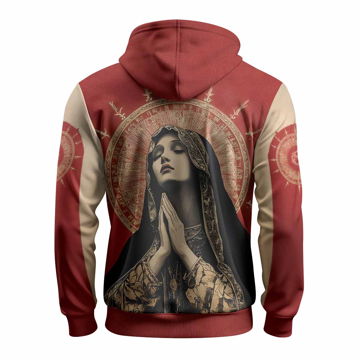 Mother of Sorrows Zip Up Hoodie - back view mockup