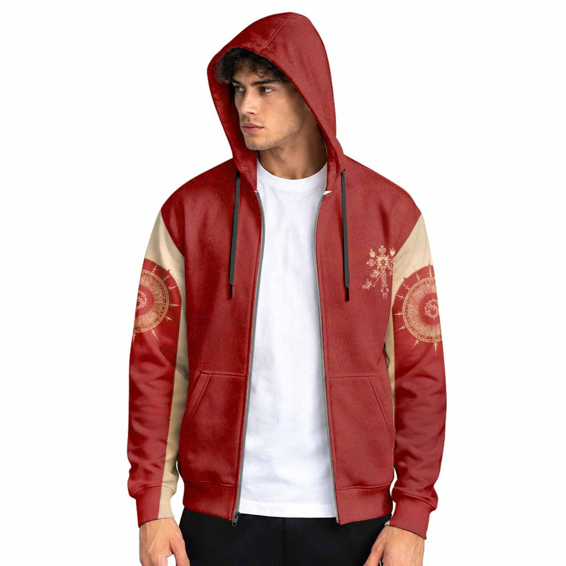 Mother of Sorrows Zip Up Hoodie - men's lifestyle view
