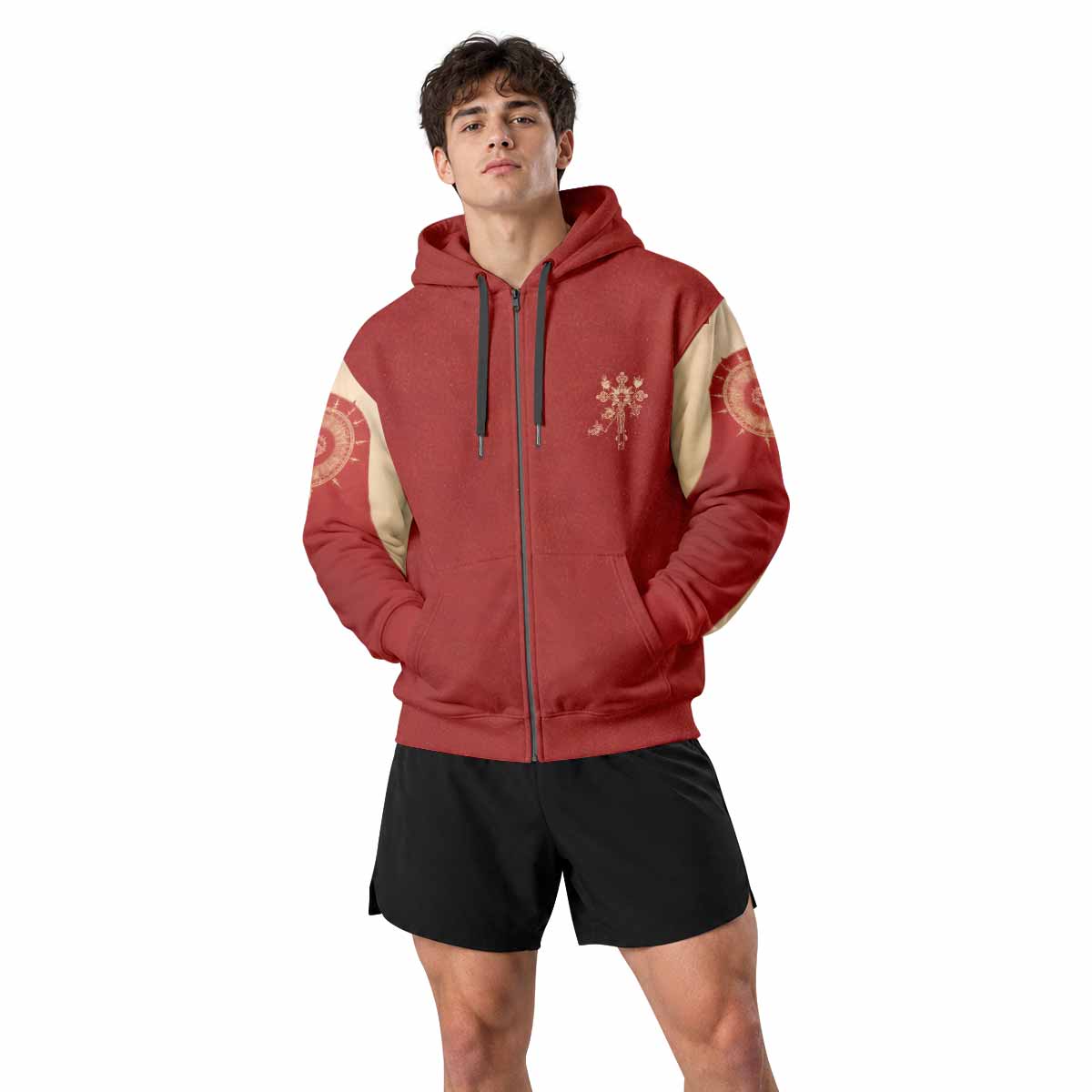 Mother of Sorrows Zip Up Hoodie - men's lifestyle view