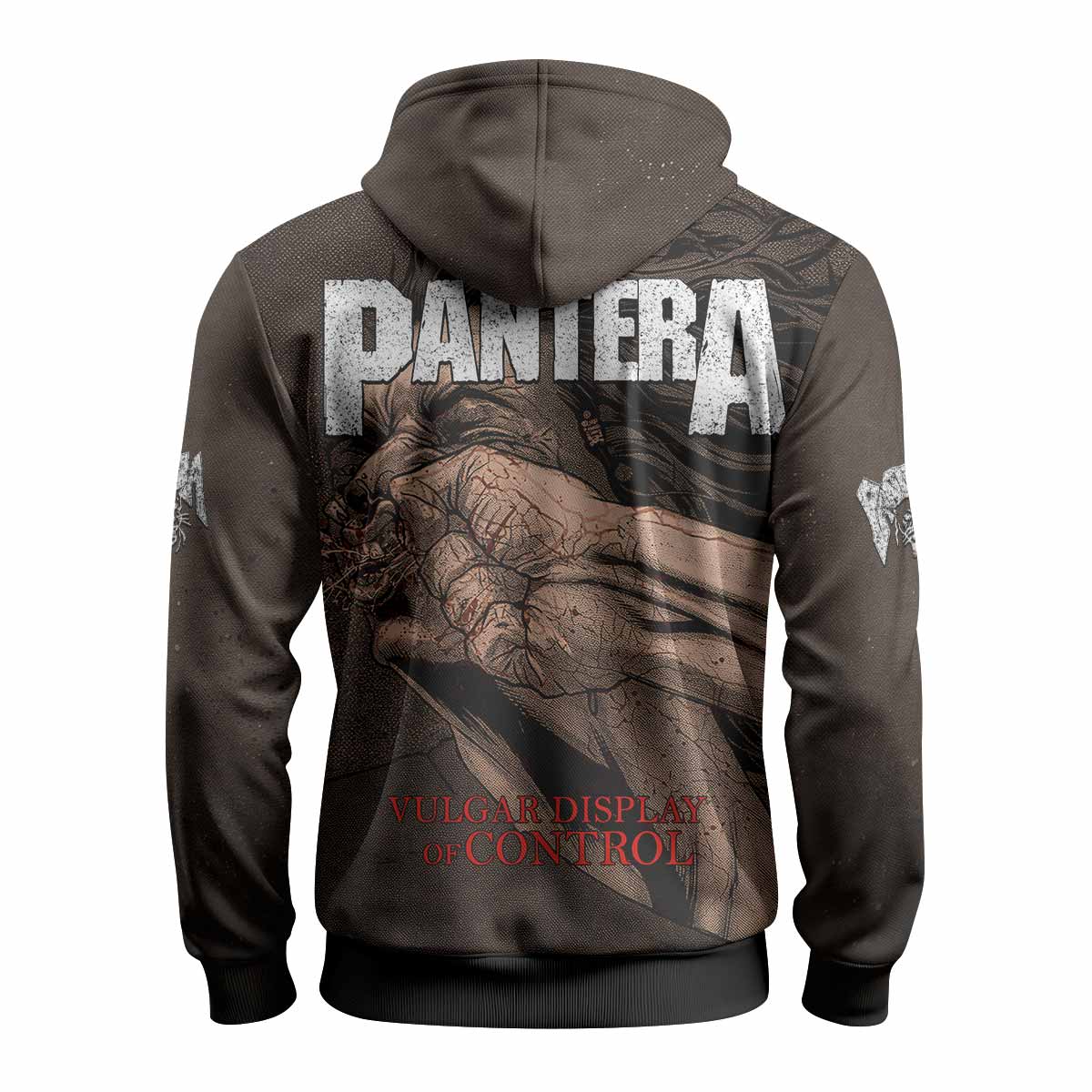 Pantera Vulgar Display Of Control Zip Up Hoodie - back view mockup
