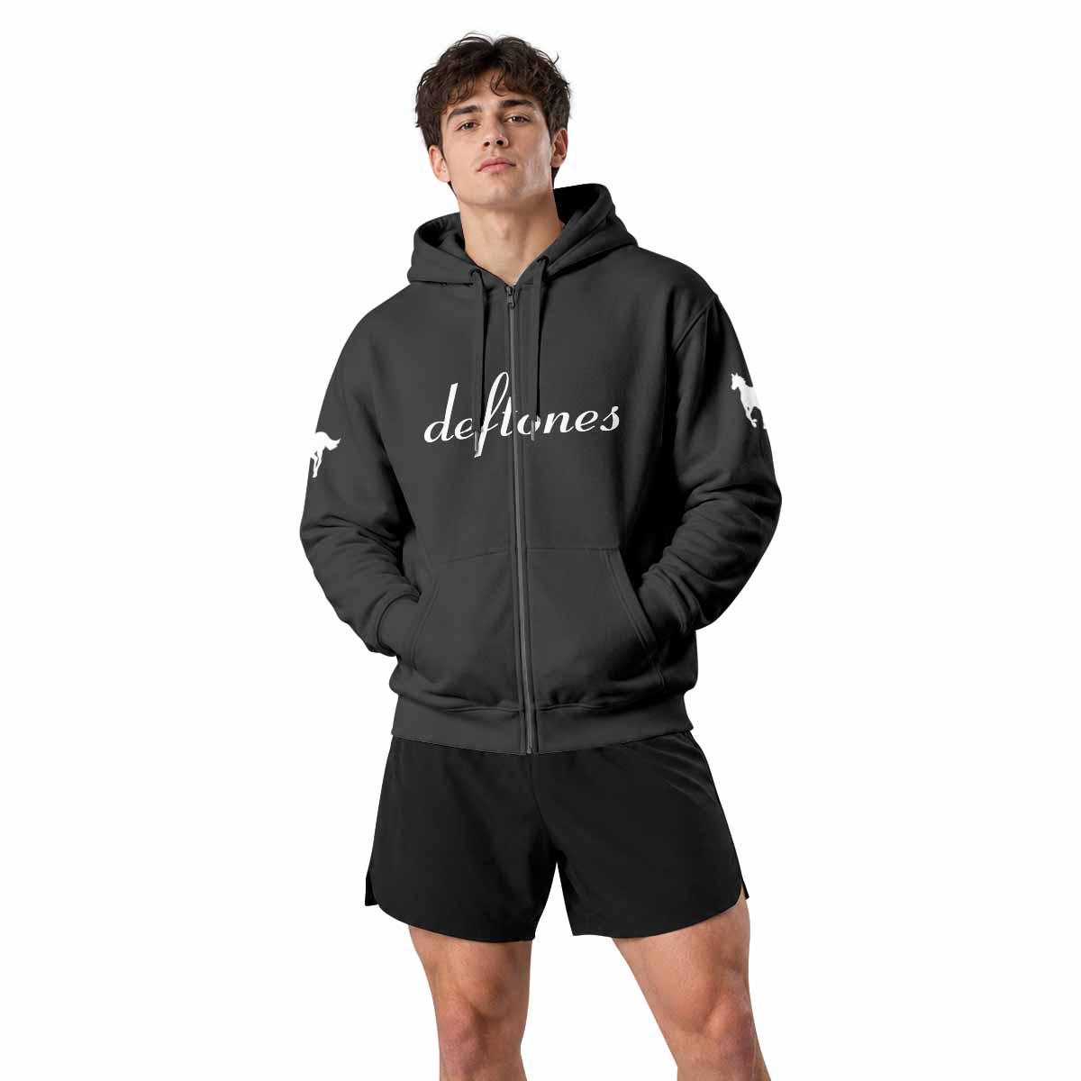 Deftones Cigarette Vintage Zip Up Hoodie - men's lifestyle view