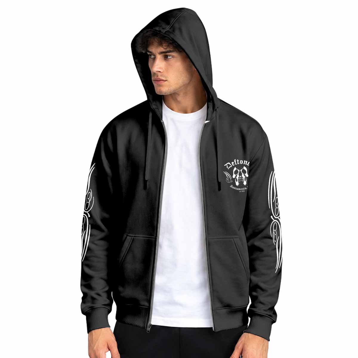 Deftones Sacramento Zip Up Hoodie - men's lifestyle view