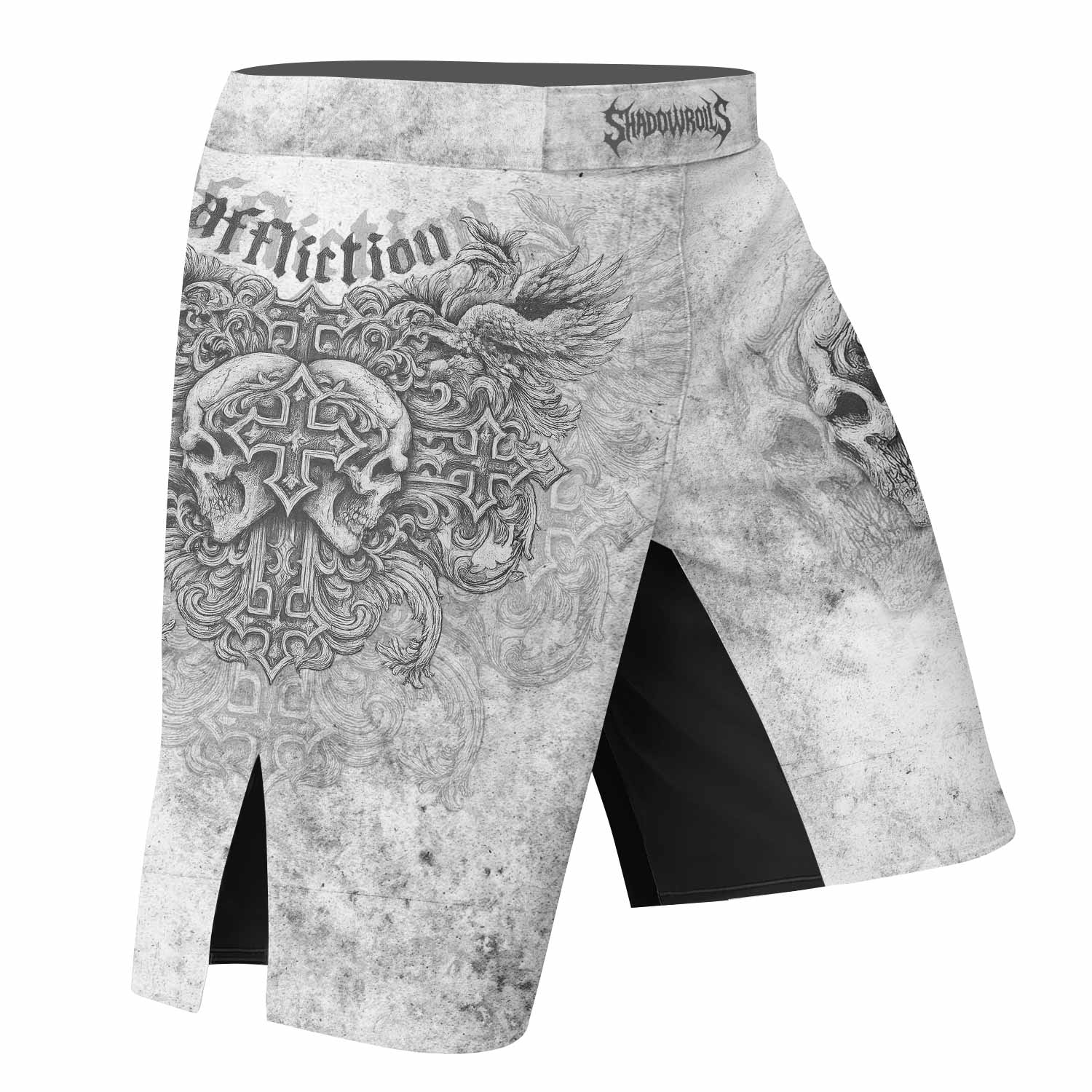 Afflicted Cross Fight Shorts - right side mockup