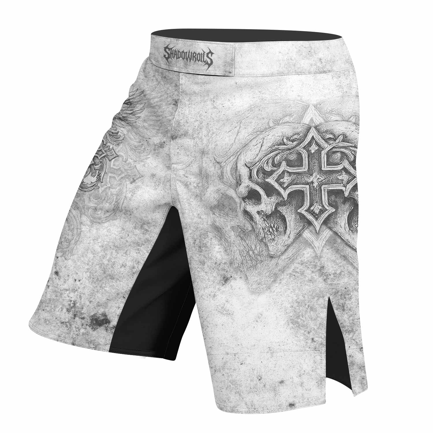 Afflicted Cross Fight Shorts - left side mockup