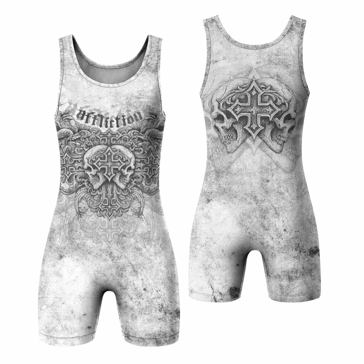 Afflicted Cross Wrestling Singlet - front and back view
