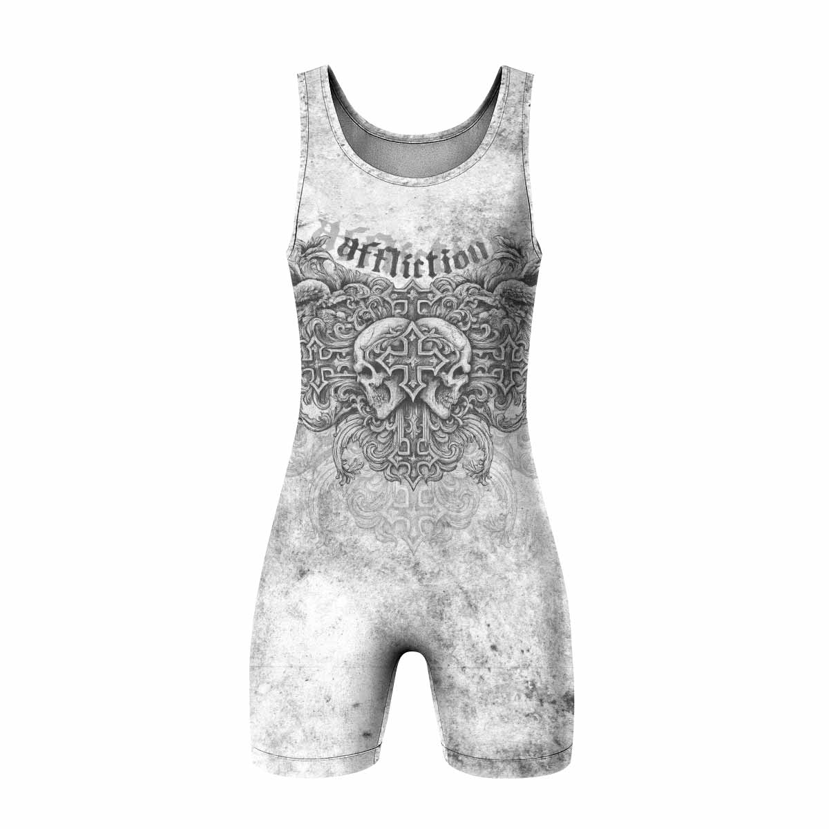 Afflicted Cross Wrestling Singlet - front view mockup