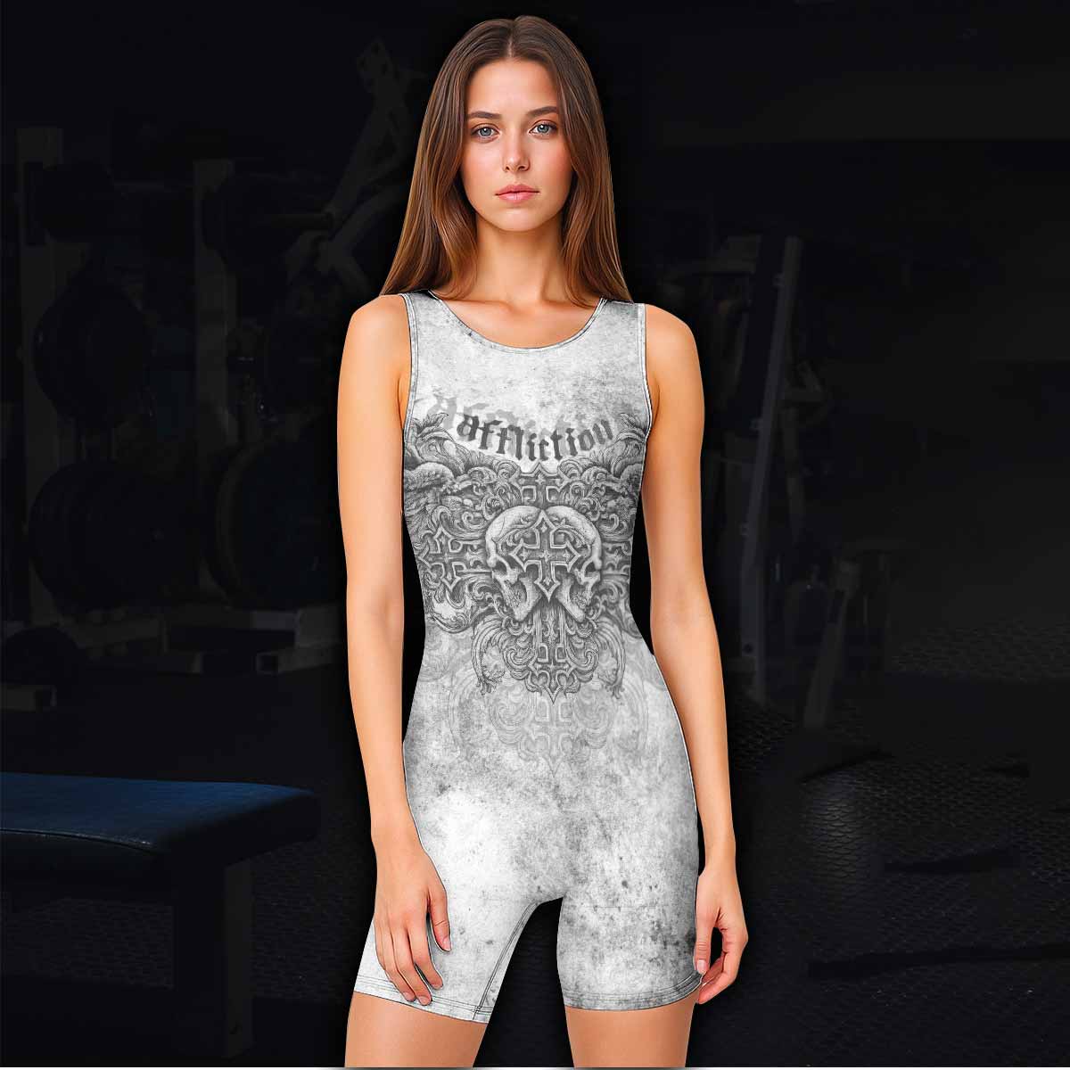 Afflicted Cross Wrestling Singlet - women's lifestyle view