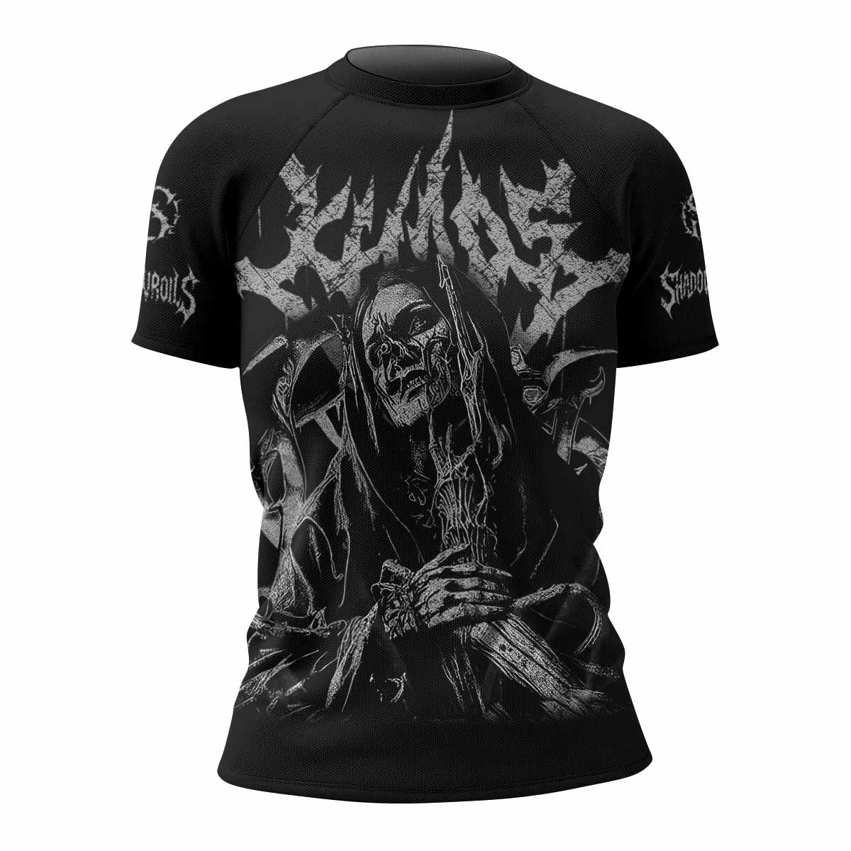 Against All Gods Women’s Short Sleeve Rash Guard - front view mockup