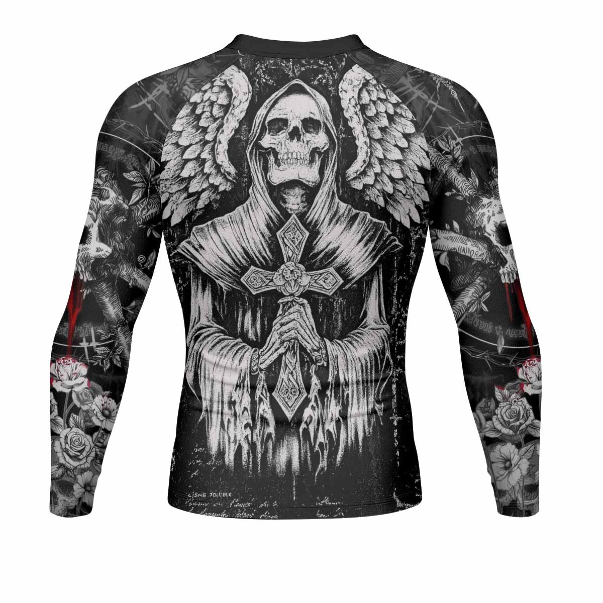 Angel of Death Men's Rash Guard Long Sleeve – back view mockup 