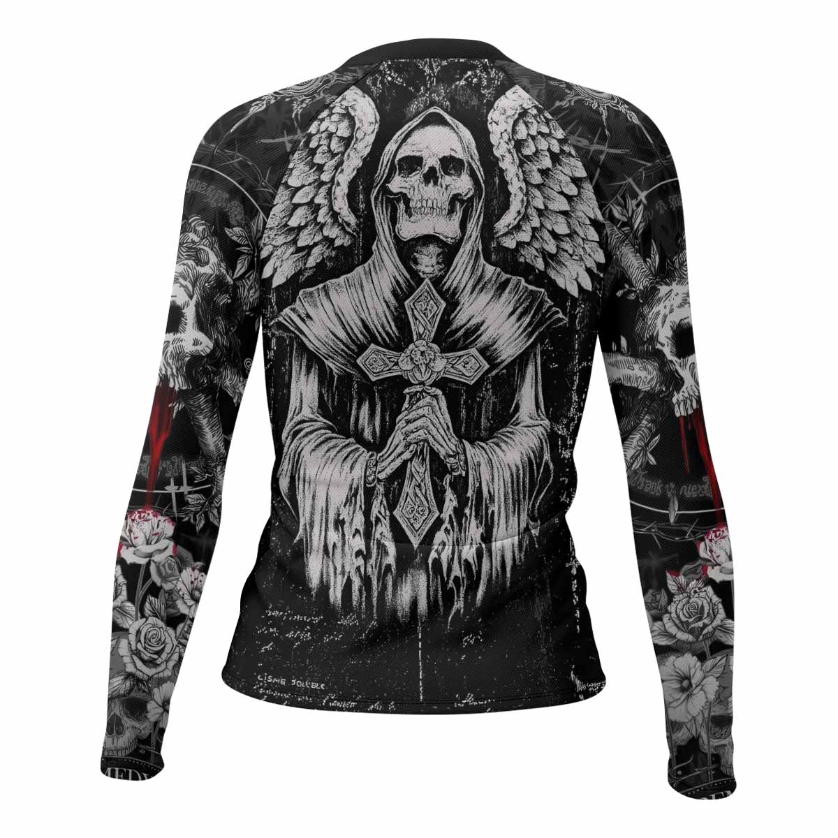Angel of Death Women's Rash Guard Long Sleeve – back view mockup 