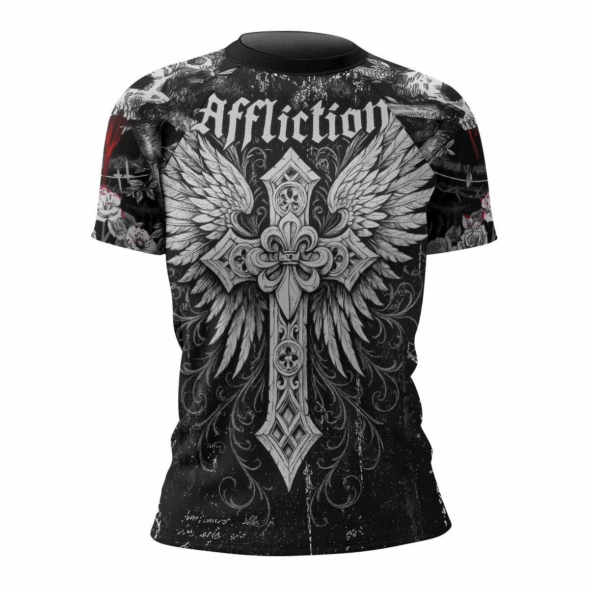 Angel of Death Women's Rash Guard Short Sleeve – front view mockup 