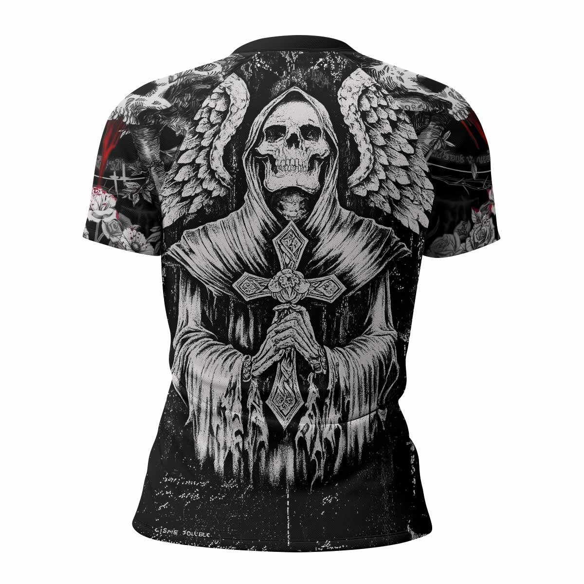Angel of Death Women's Rash Guard Short Sleeve – back view mockup 