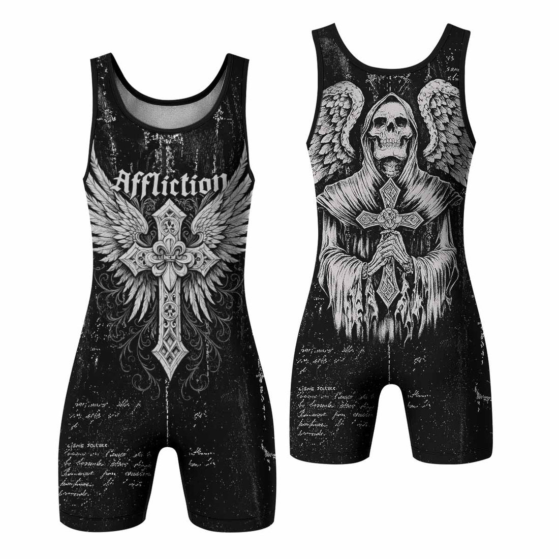 Angel of Death Wrestling Singlet – front and back view