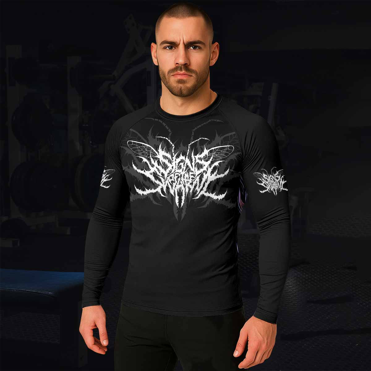 Angelmaker Demon Men's Rash Guard Long Sleeve - lifestyle view