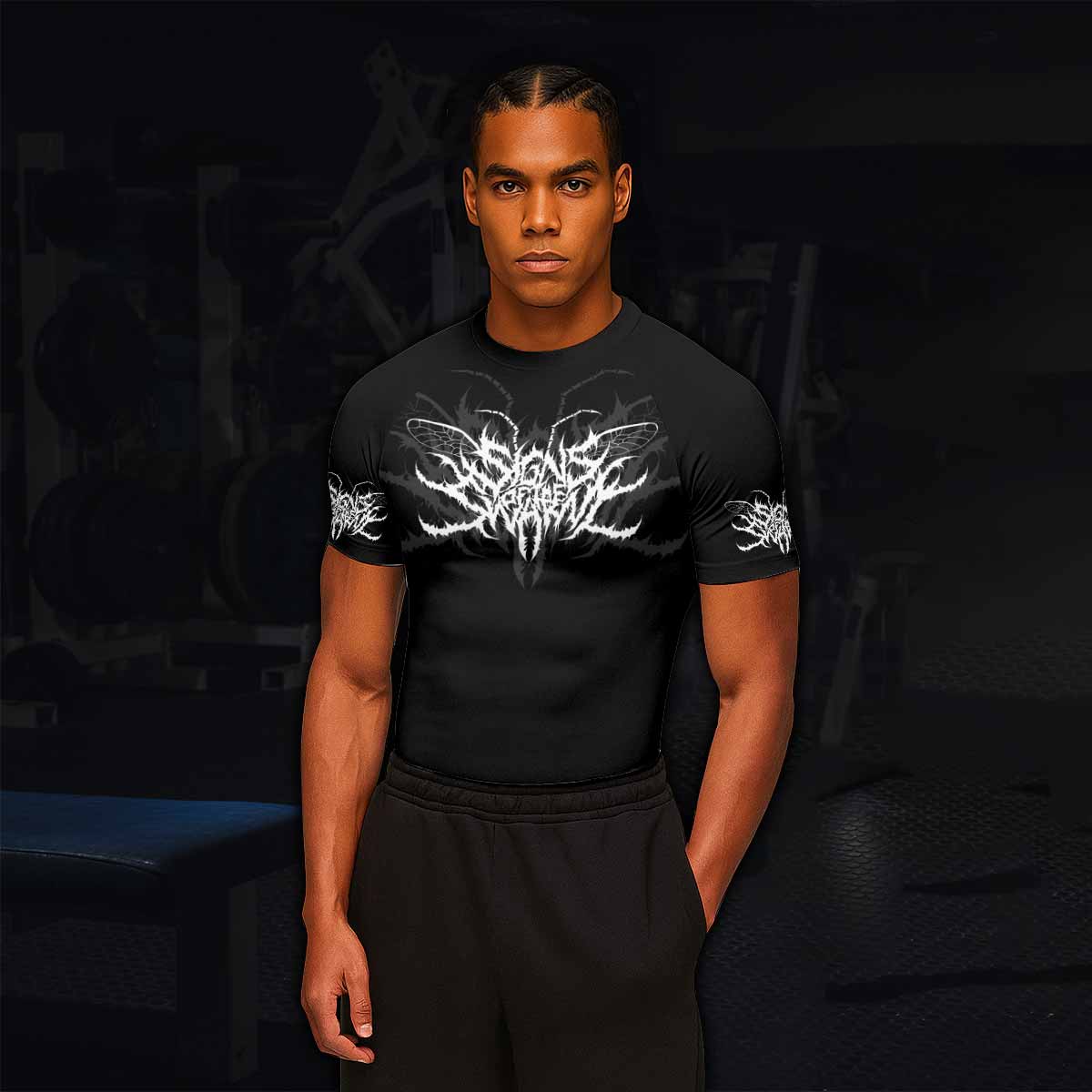Angelmaker Demon Men's Rash Guard Short Sleeve - lifestyle view