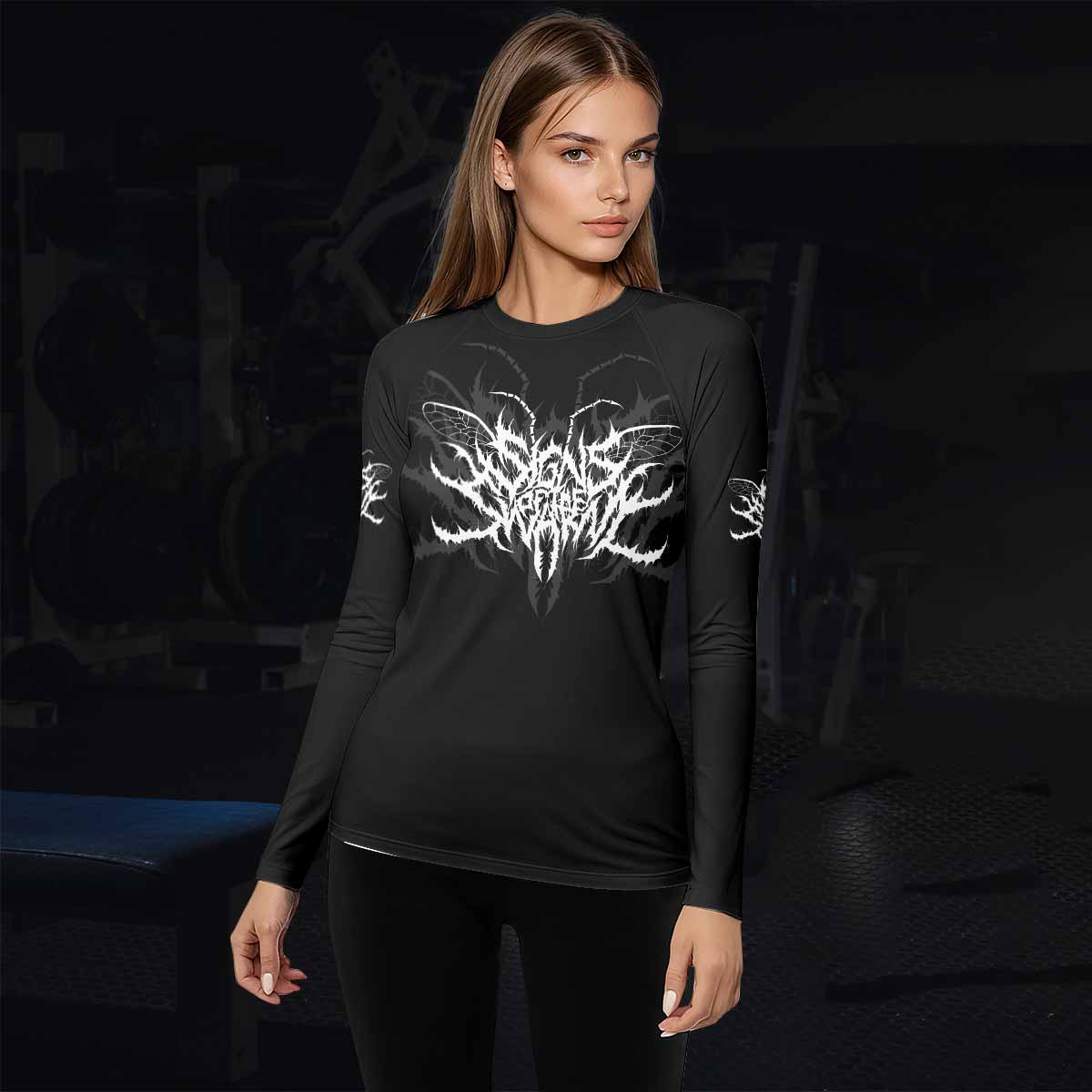 Angelmaker Demon Women's Rash Guard Long Sleeve - lifestyle view