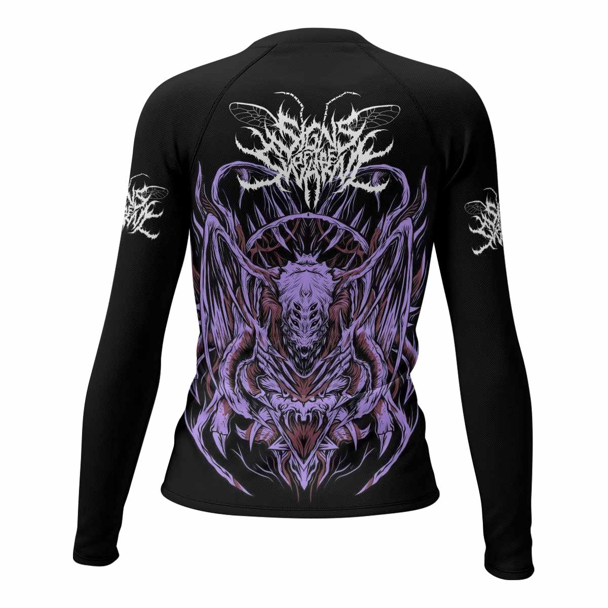 Angelmaker Demon Women's Rash Guard Long Sleeve - back view mockup
