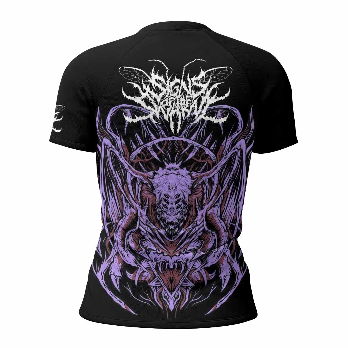 Angelmaker Demon Women's Rash Guard Short Sleeve - back view mockup