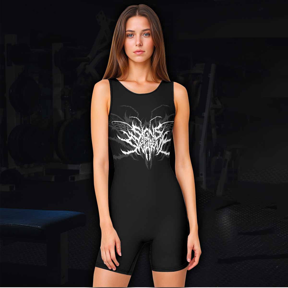Angelmaker Demon Wrestling Singlet - women's lifestyle view