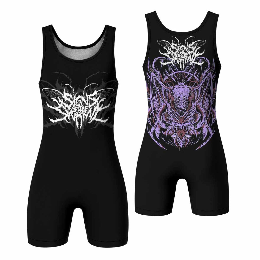 Angelmaker Demon Wrestling Singlet - front and back view