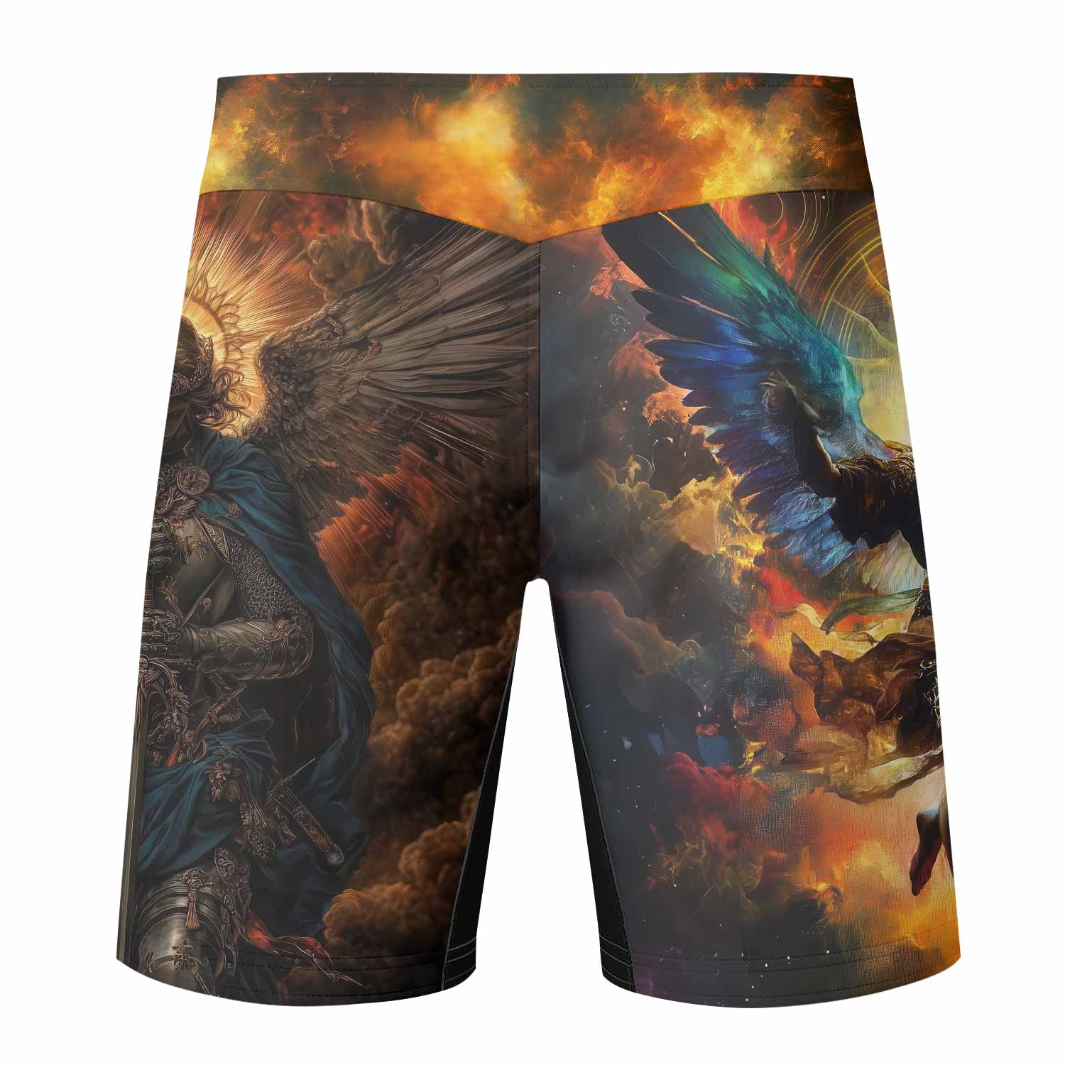 Archangel Michael Fight Shorts - back view mockup