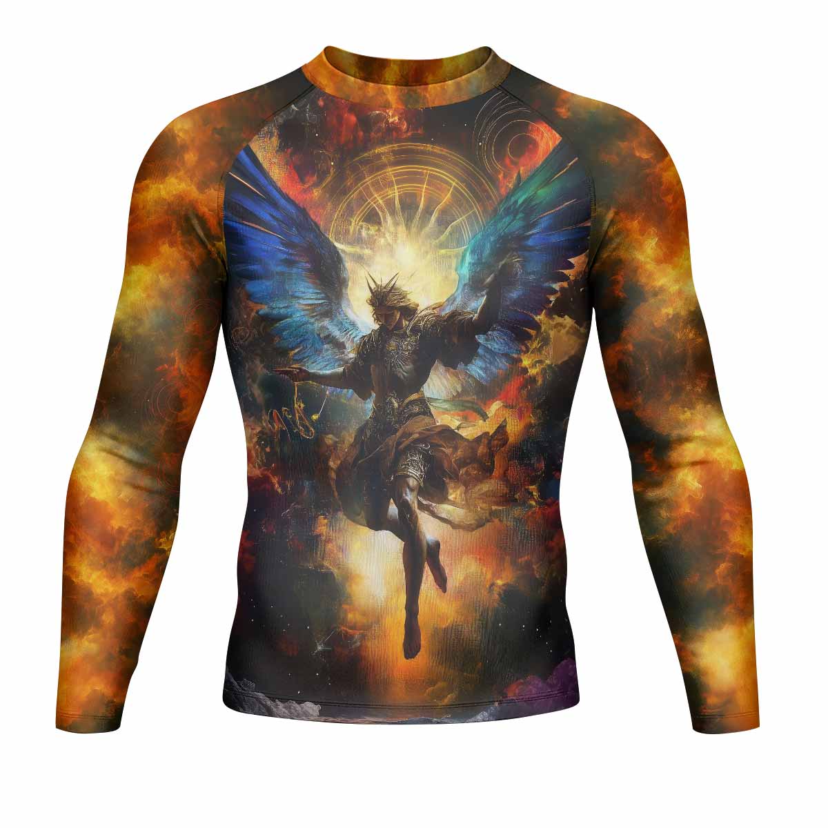 Archangel Michael Men's Rash Guard Long Sleeve - front view mockup 