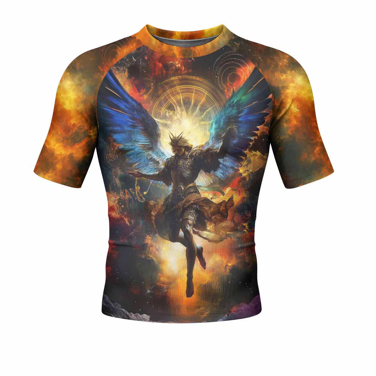 Archangel Michael Men's Rash Guard Short Sleeve - front view mockup 