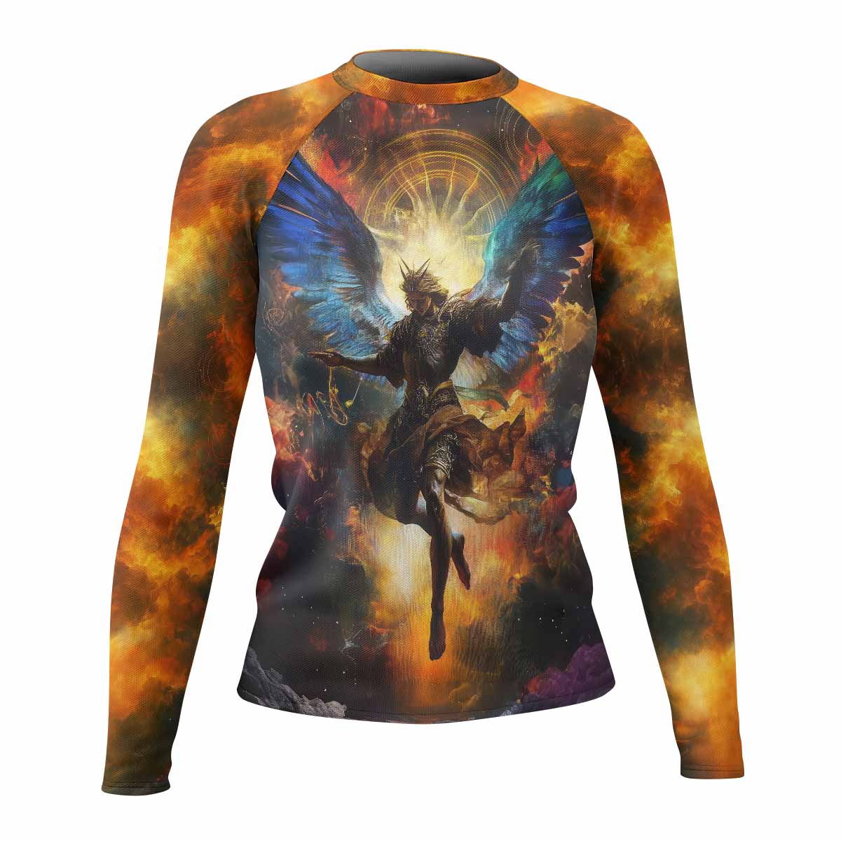 Archangel Michael Women's Rash Guard Long Sleeve - front view mockup 