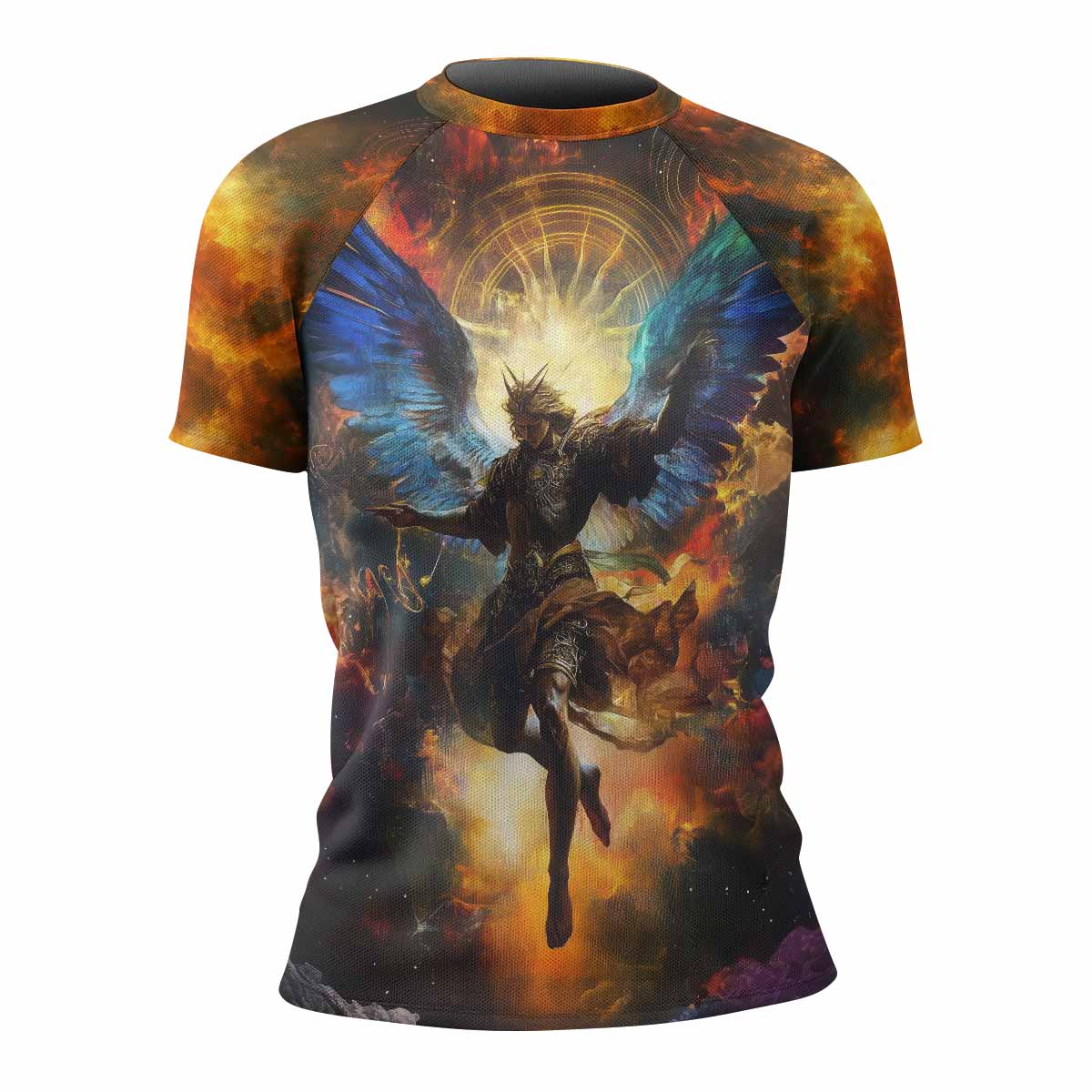 Archangel Michael Women's Rash Guard Short Sleeve - front view mockup 