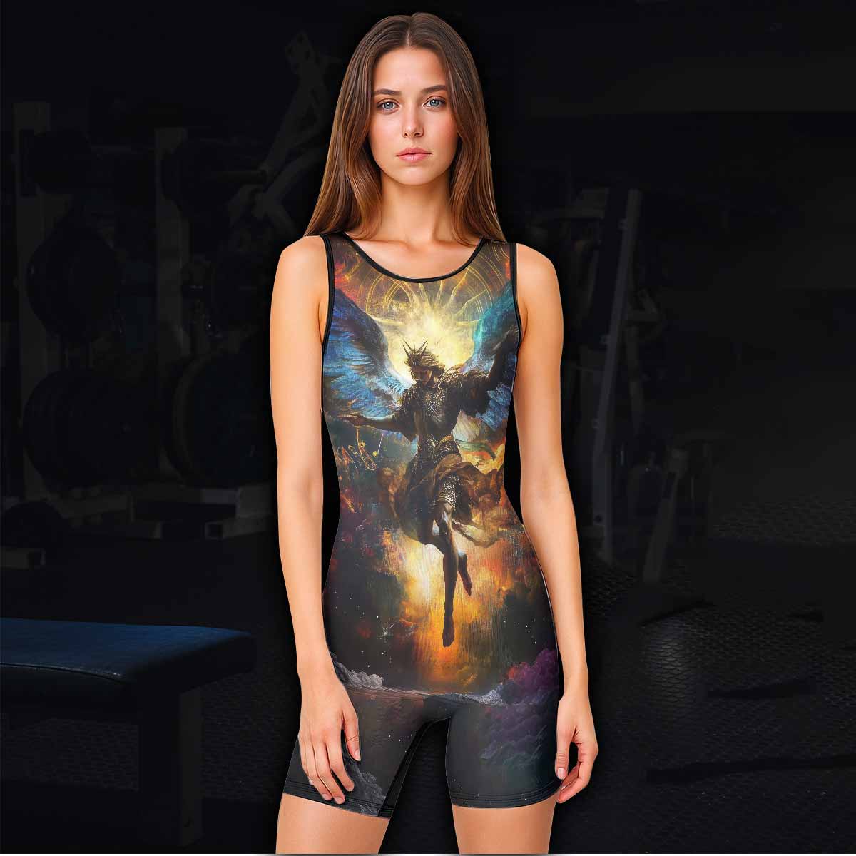 Archangel Michael Wrestling Singlet - women's lifestyle view