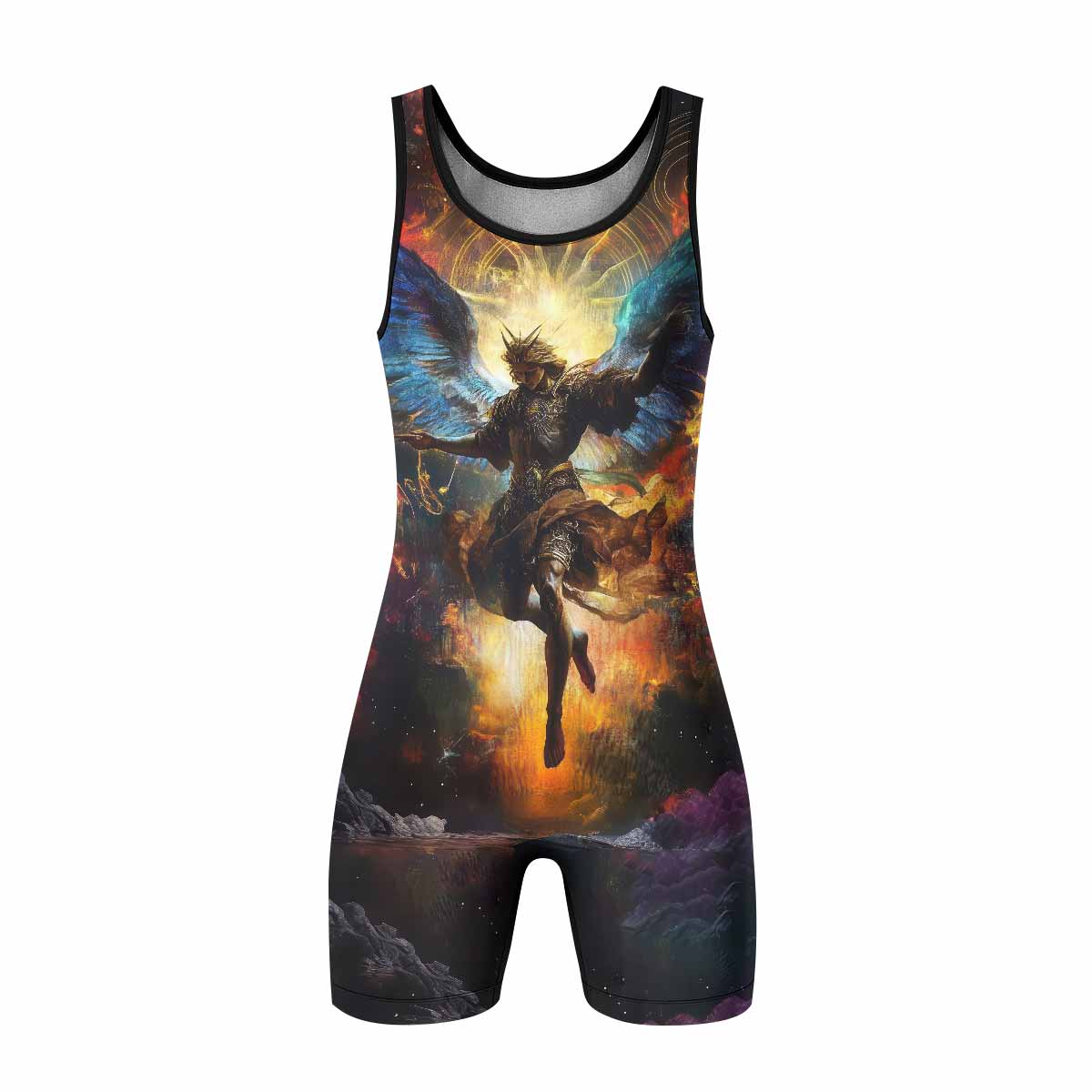 Archangel Michael Wrestling Singlet - front view mockup 