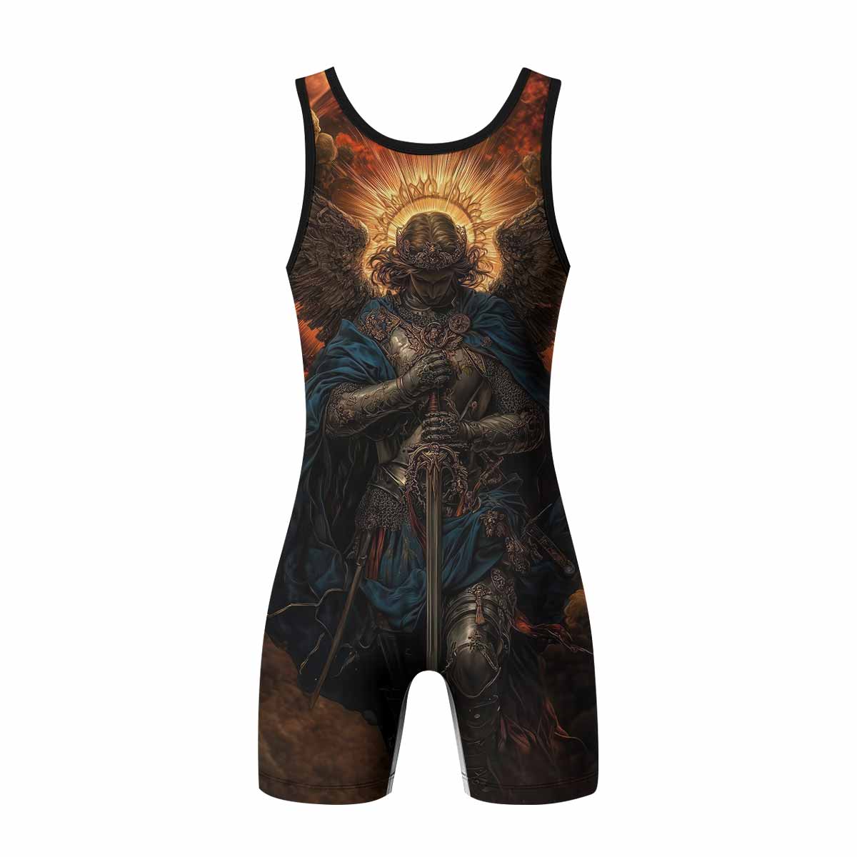 Archangel Michael Wrestling Singlet - back view mockup 
