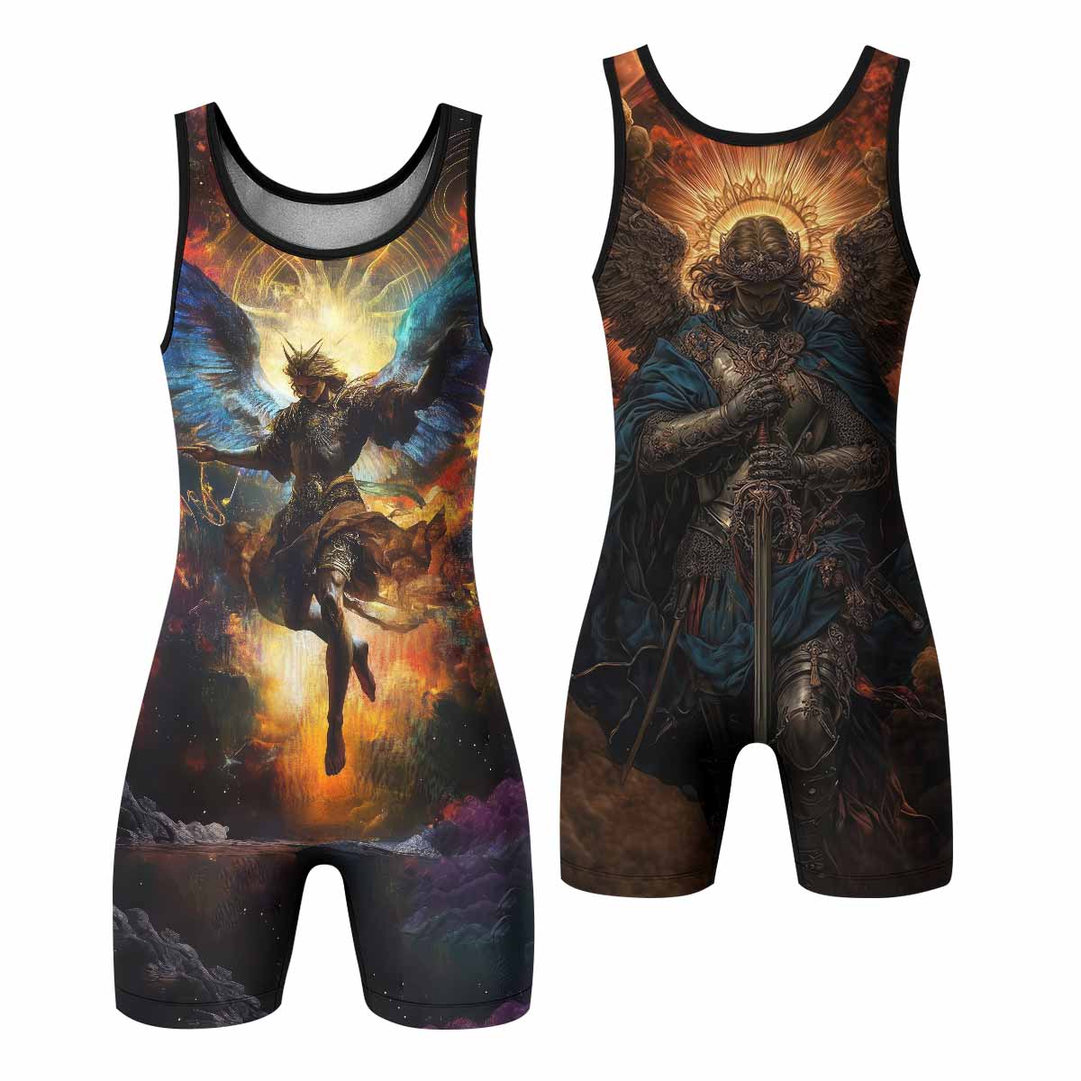 Archangel Michael Wrestling Singlet - front and back view