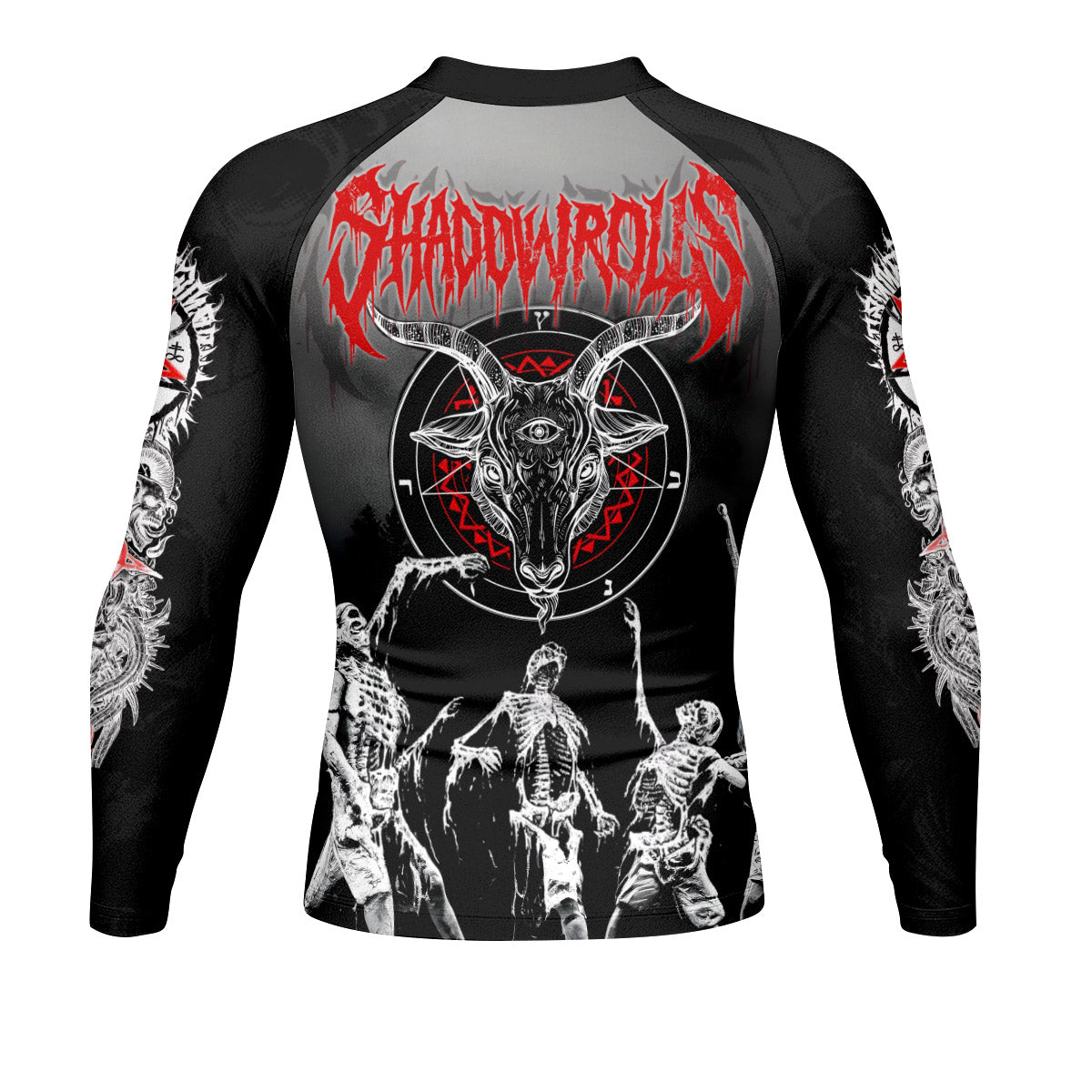 Baphomet Seal Men’s Long Sleeve Rash Guard - back view mockup