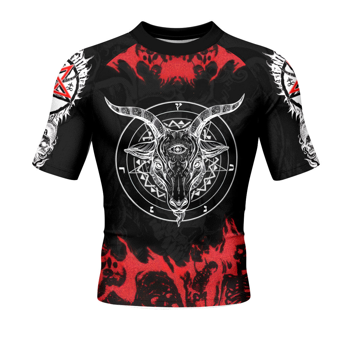 Baphomet Seal Men’s Short Sleeve Rash Guard - front view mockup