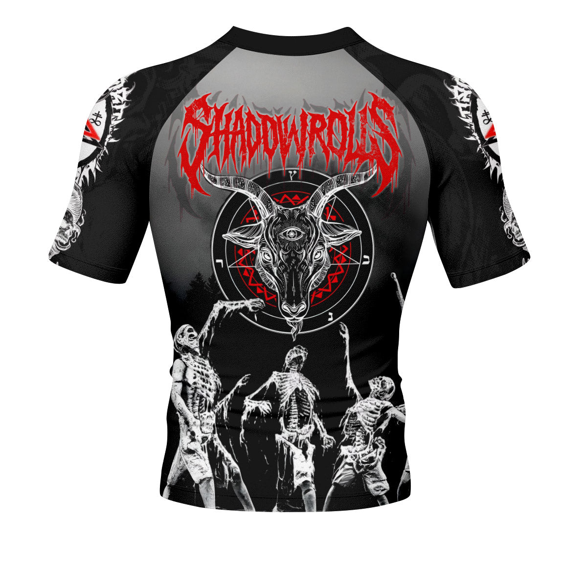 Baphomet Seal Men’s Short Sleeve Rash Guard - back view mockup