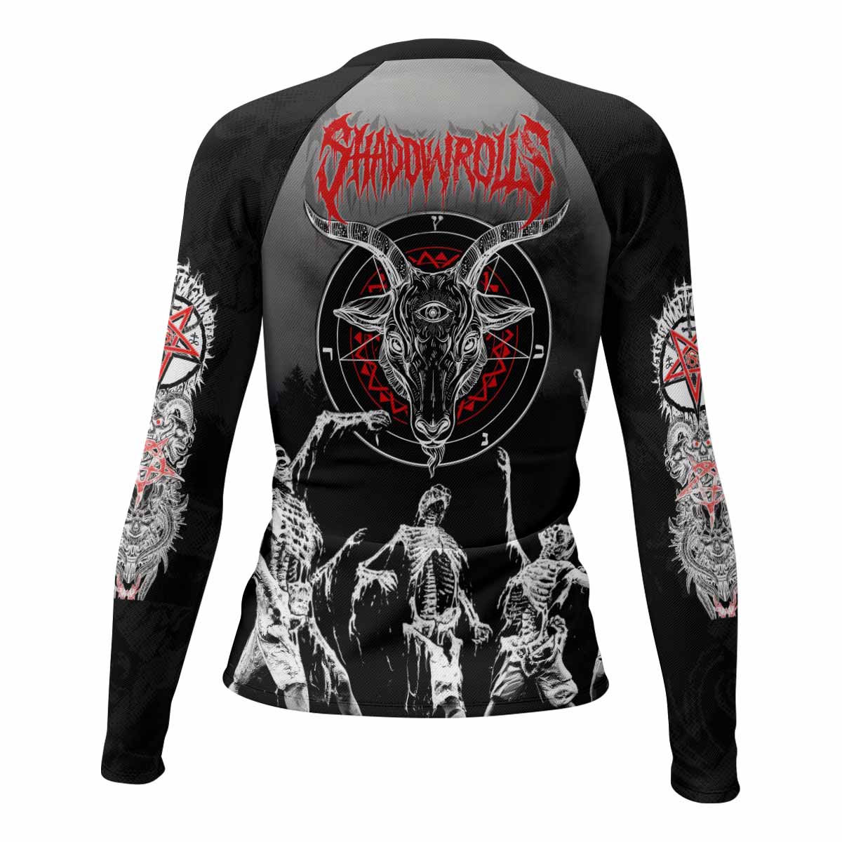 Baphomet Seal Women’s Long Sleeve Rash Guard - back view mockup
