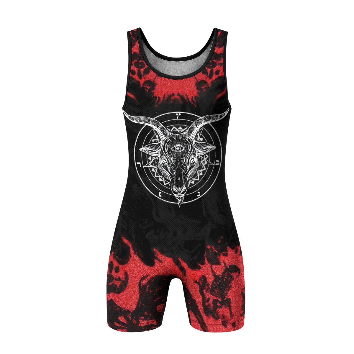 Baphomet Seal Wrestling Singlet - front view mockup