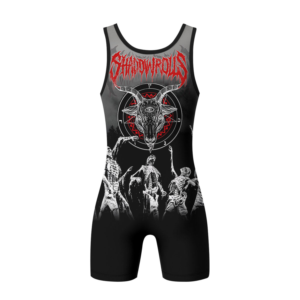 Baphomet Seal Wrestling Singlet - back view mockup