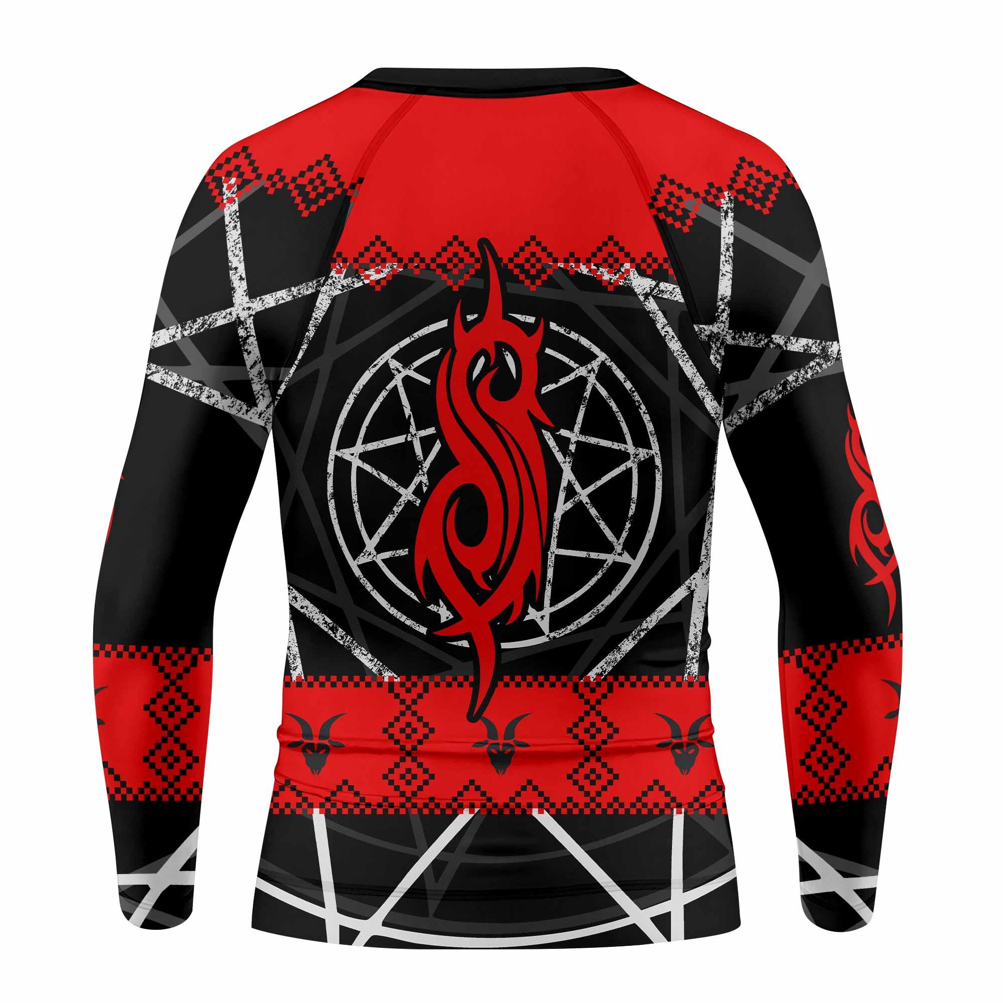 Baphomet Slipknot Kids Rash Guard Long Sleeve - back view mockup