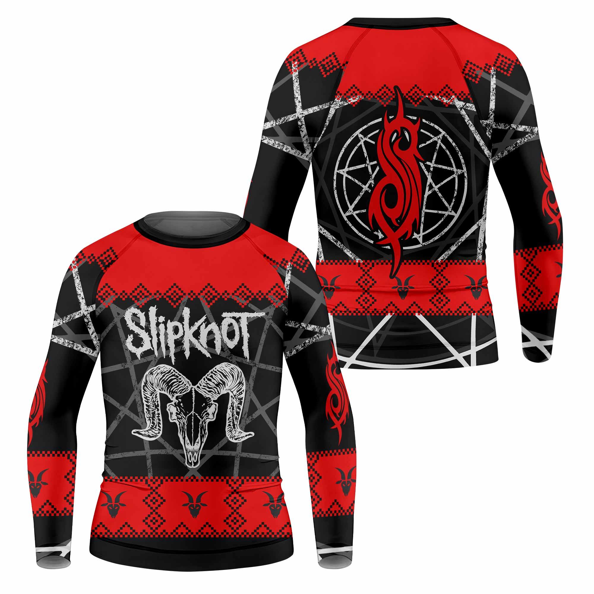 Baphomet Slipknot Kids Rash Guard Long Sleeve - front and back view