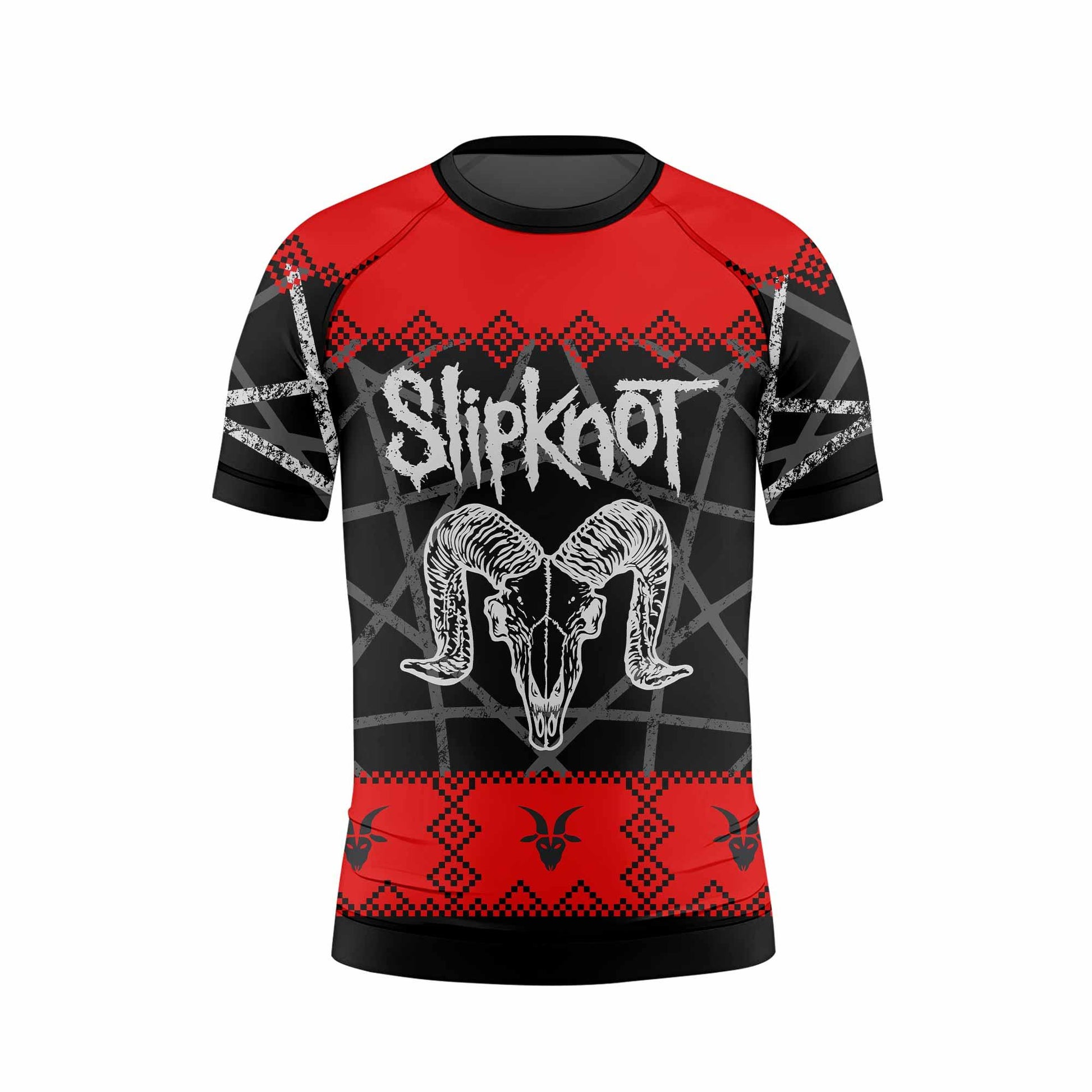 Baphomet Slipknot Kids Rash Guard Short Sleeve - front view mockup
