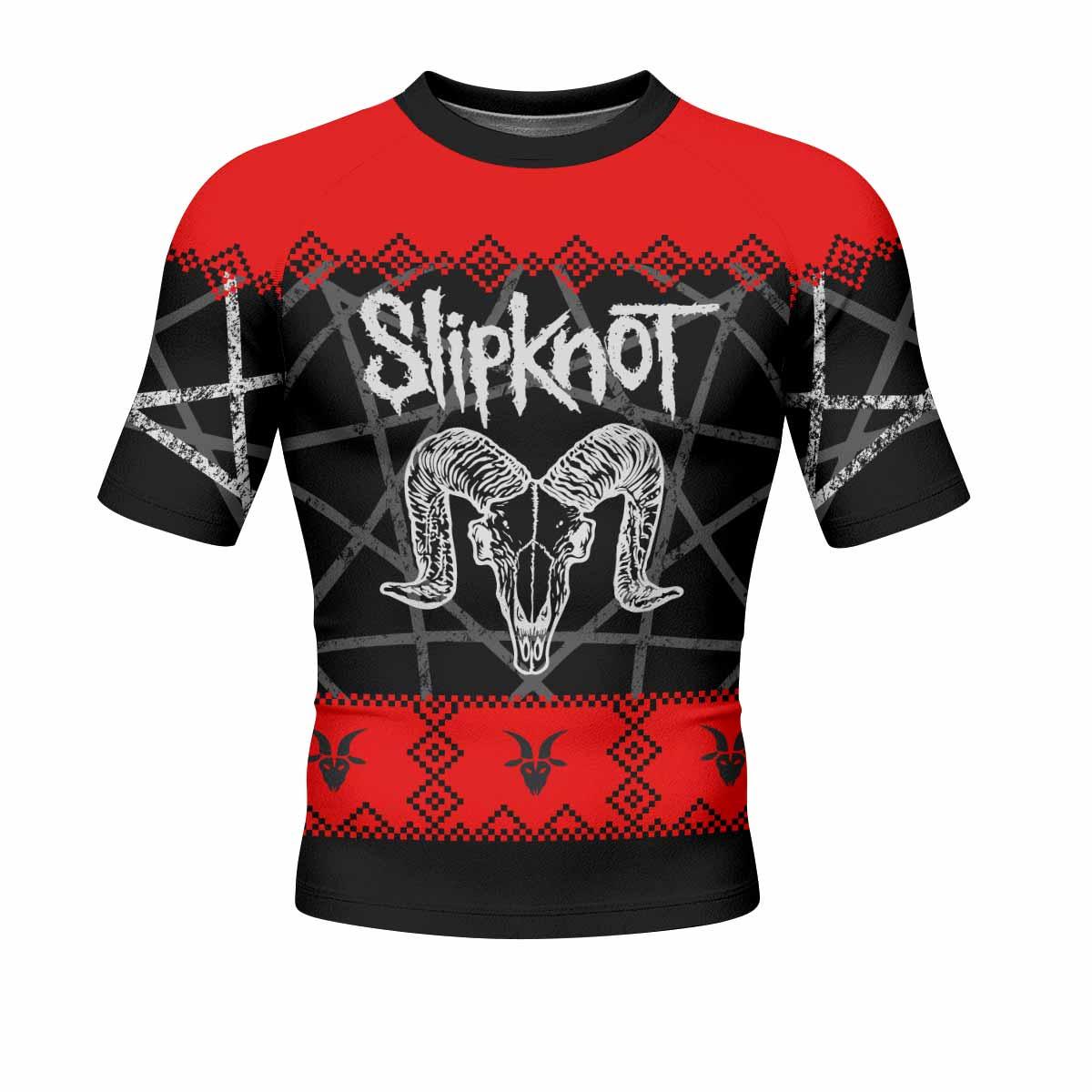 Baphomet Slipknot Men's Rash Guard Short Sleeve - front view mockup